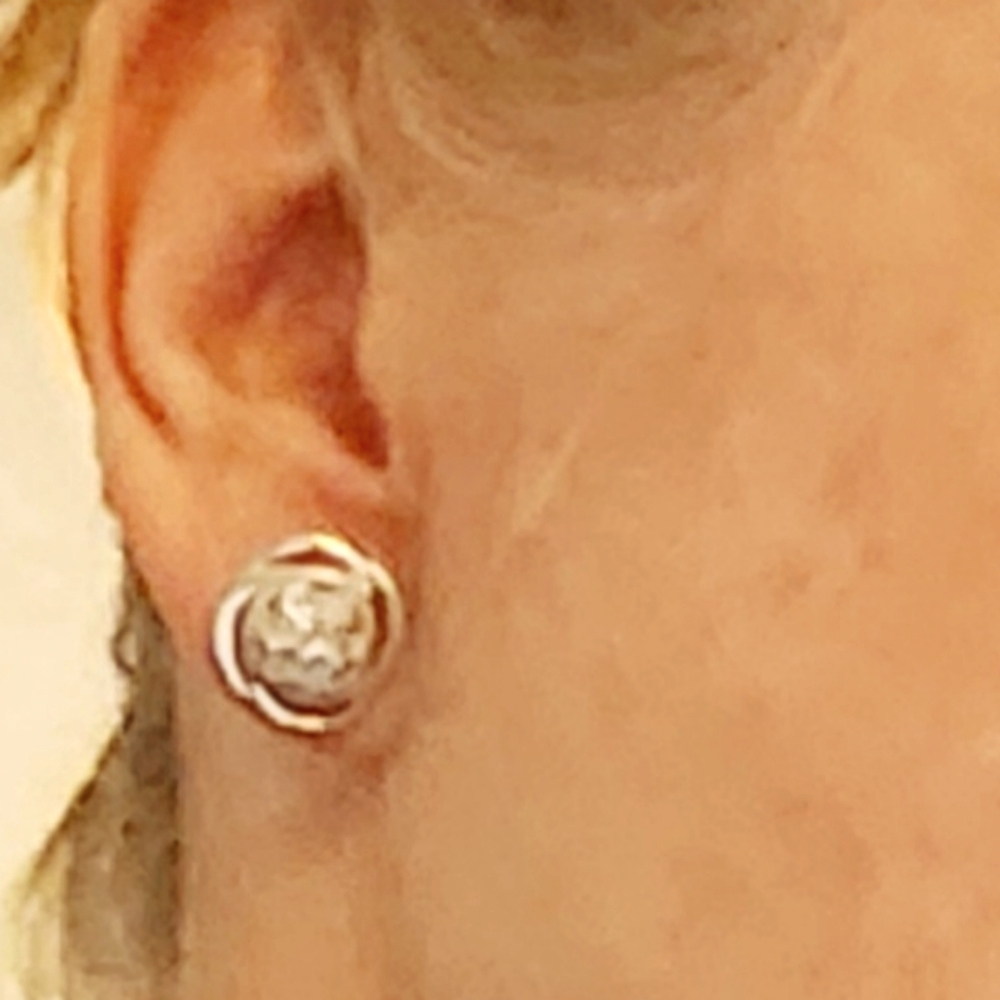 Sterling Silver Love Knot Pave Sim Diamond Earrings